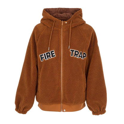 Caramel-Brown - Front - Firetrap Womens-Ladies Teddy Fleece Reversible Jacket