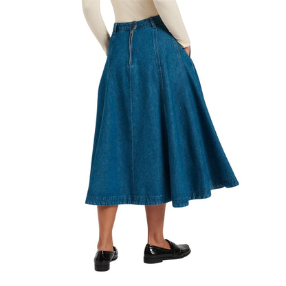 Blue - Back - Nobody´s Child Womens-Ladies A-line Midi Skirt