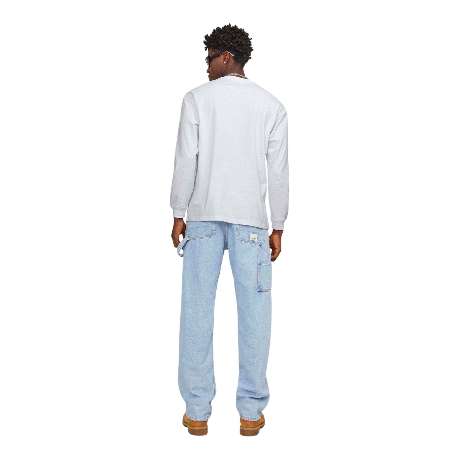 Bright White - Back - Jack And Jones Mens Regular Long-Sleeved T-Shirt
