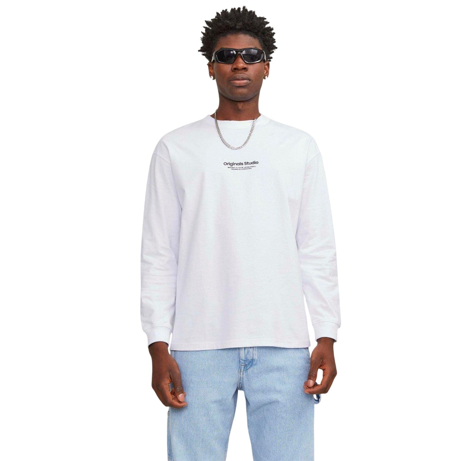 Bright White - Side - Jack And Jones Mens Regular Long-Sleeved T-Shirt