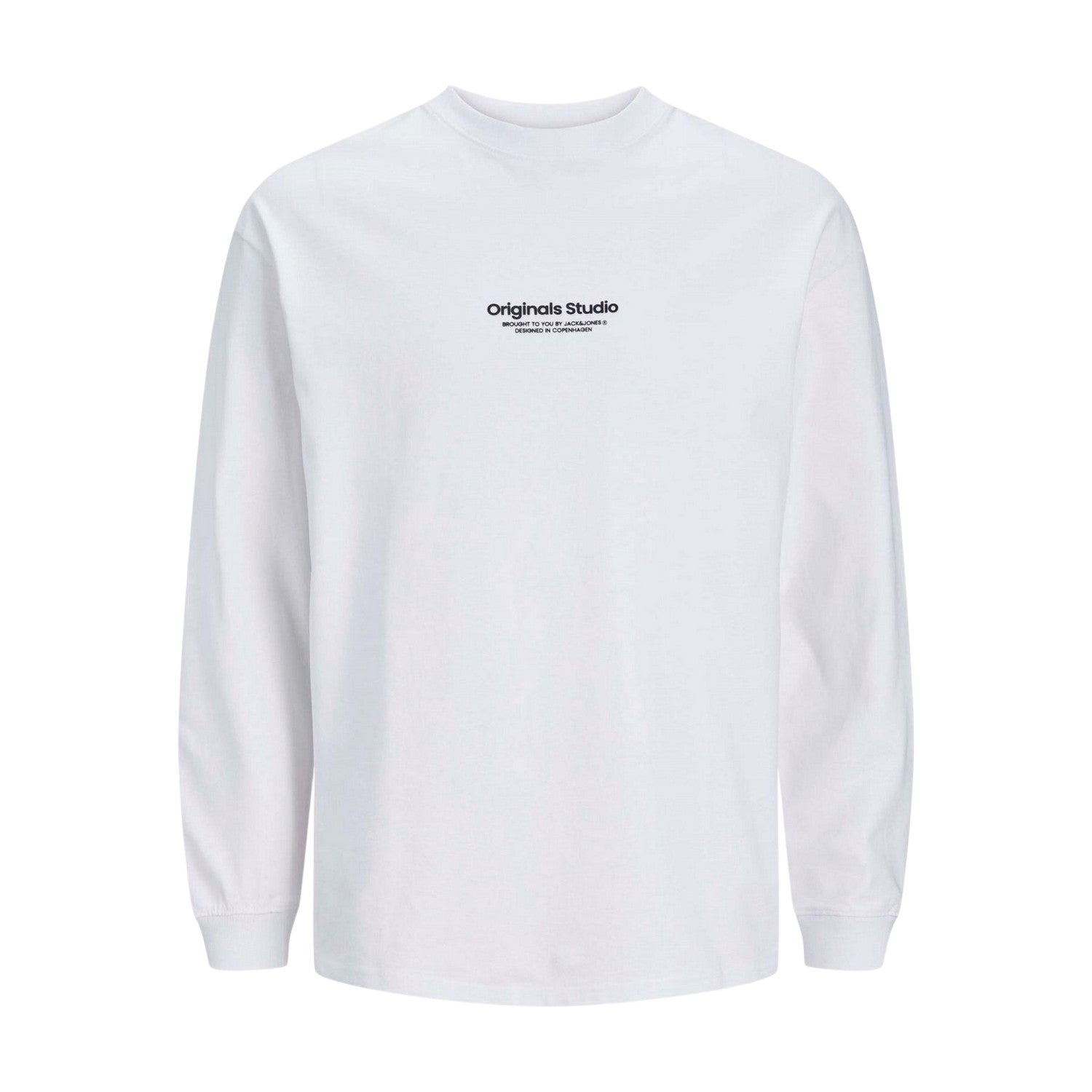 Bright White - Front - Jack And Jones Mens Regular Long-Sleeved T-Shirt