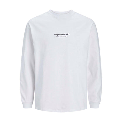 Bright White - Front - Jack And Jones Mens Regular Long-Sleeved T-Shirt
