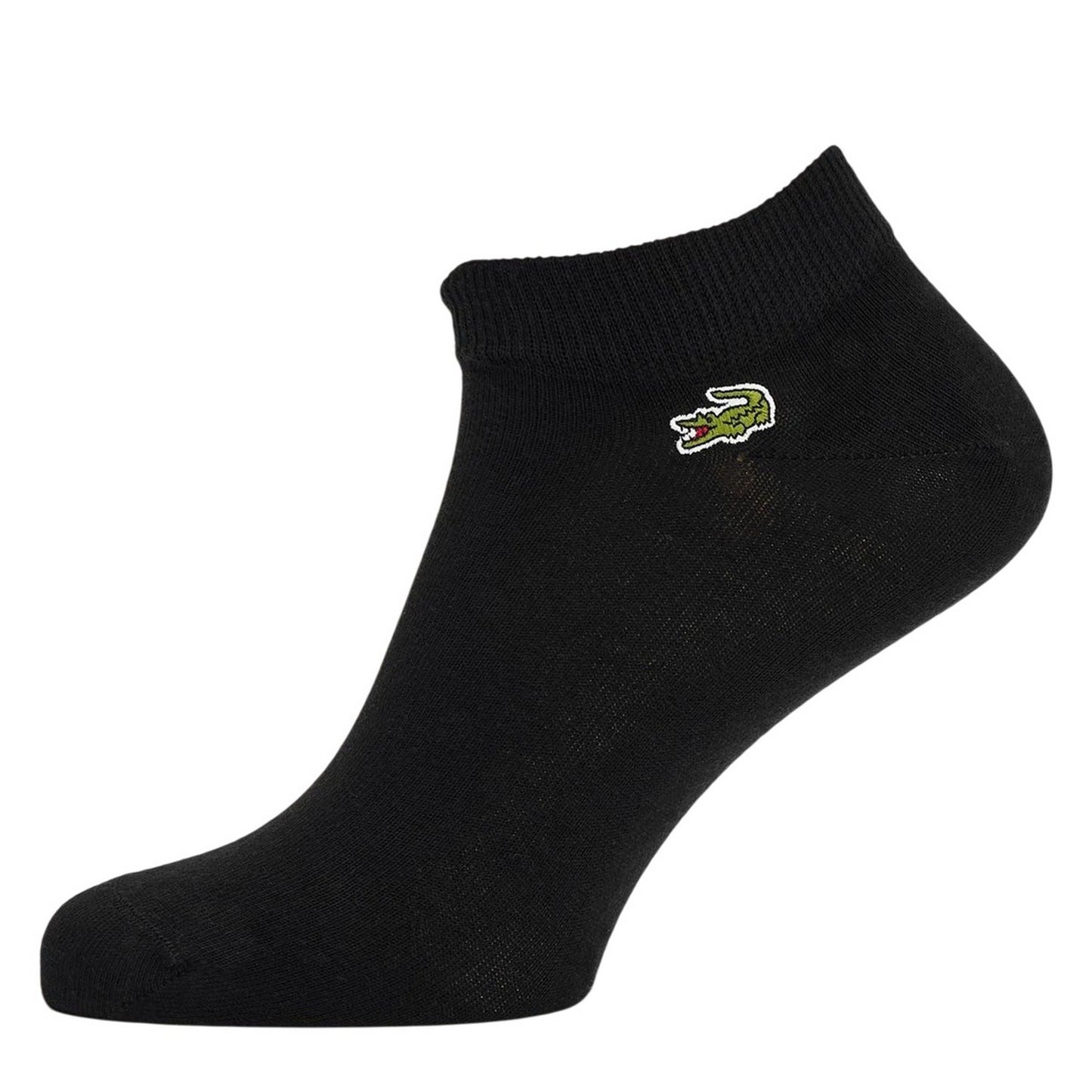 Black - Back - Lacoste Mens Embroidered Logo Trainer Socks (Pack of 3)