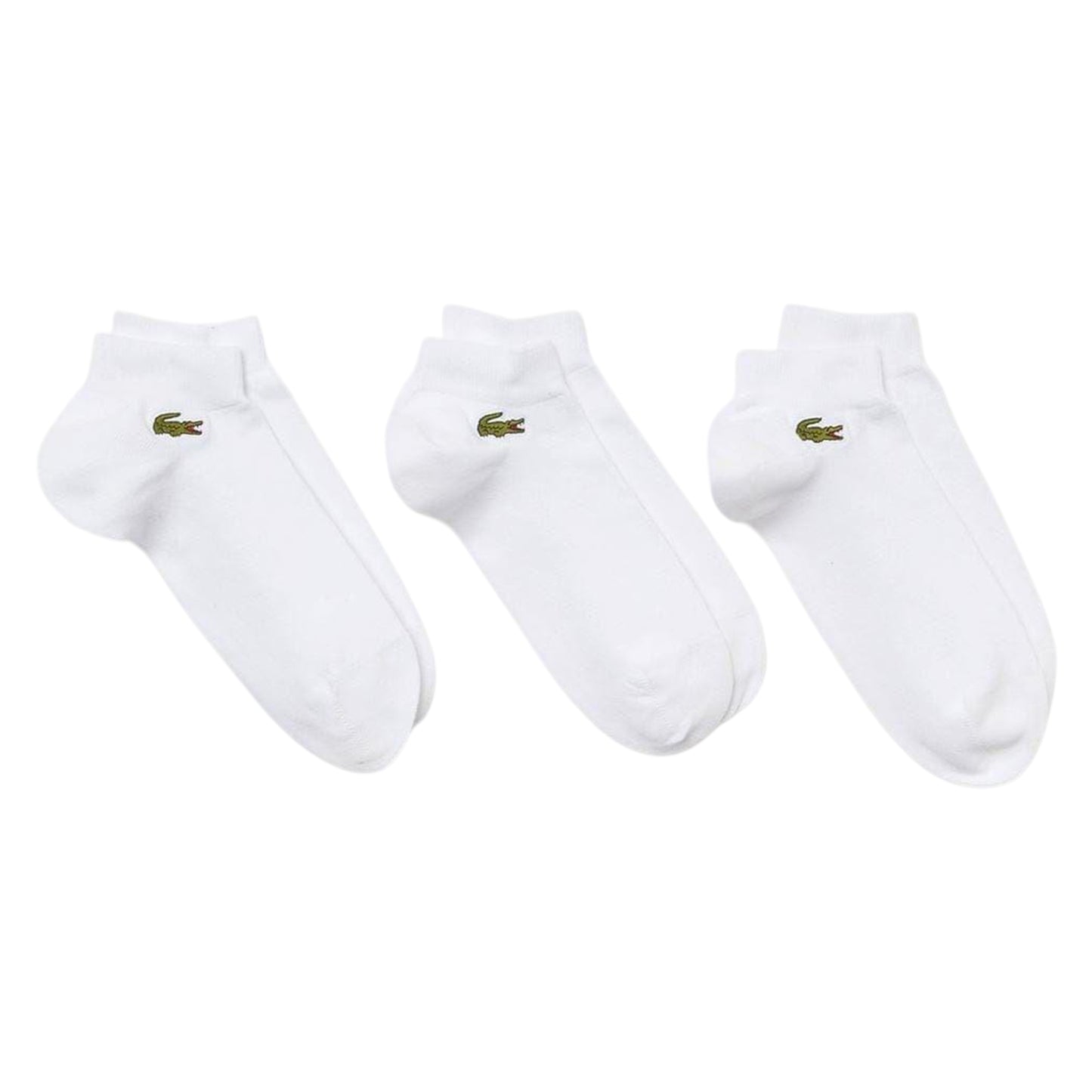 White - Front - Lacoste Mens Embroidered Logo Trainer Socks (Pack of 3)