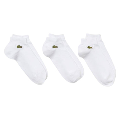 White - Front - Lacoste Mens Embroidered Logo Trainer Socks (Pack of 3)