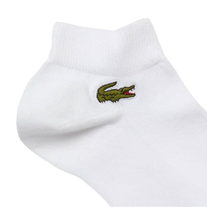 White - Back - Lacoste Mens Embroidered Logo Trainer Socks (Pack of 3)