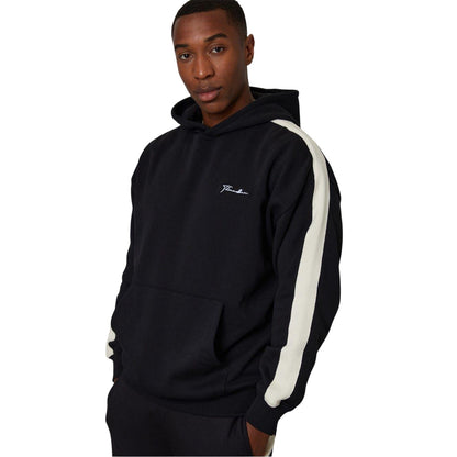 Black - Front - Threadbare Mens Stripe Detail Hoodie