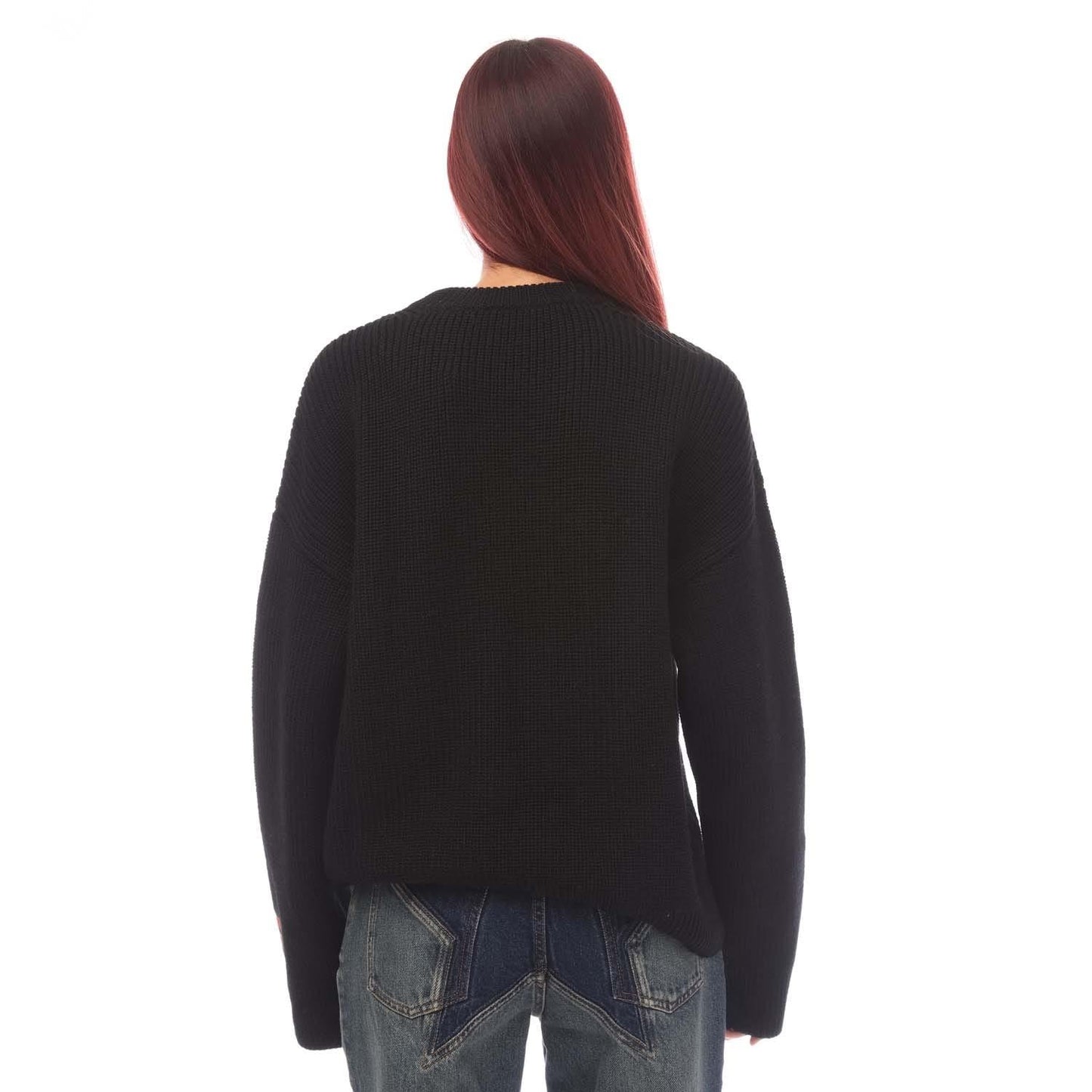 Black-White - Back - Heron Preston Womens-Ladies CTNMB Knitted Crew Neck Oversized Sweatshirt