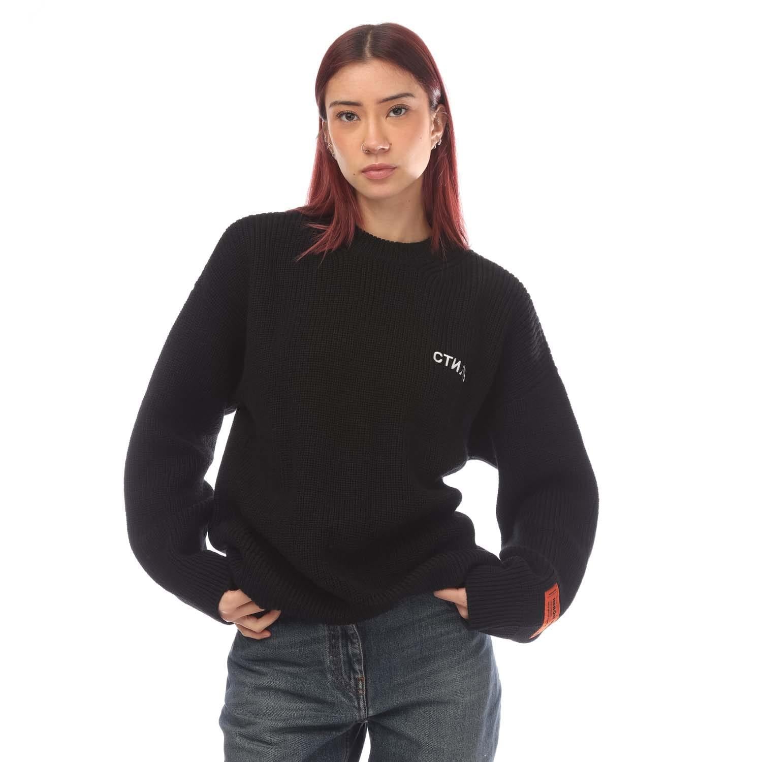 Black-White - Front - Heron Preston Womens-Ladies CTNMB Knitted Crew Neck Oversized Sweatshirt