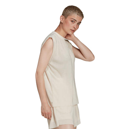 Wonder White - Side - Adidas Womens-Ladies Originals Plisse Sleeveless Tank Top