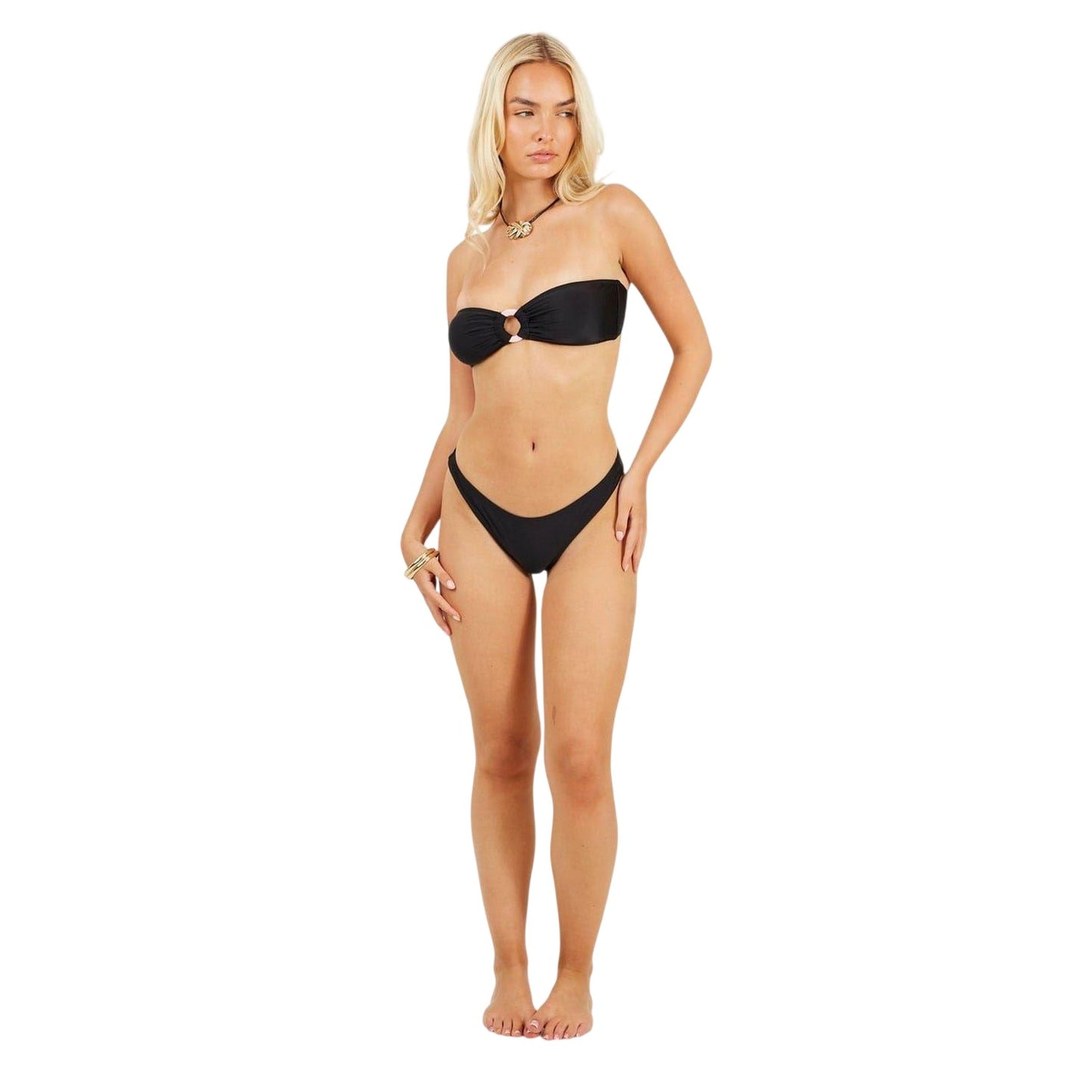Black - Side - Brave Soul Womens-Ladies Low Rise Bikini Bottoms