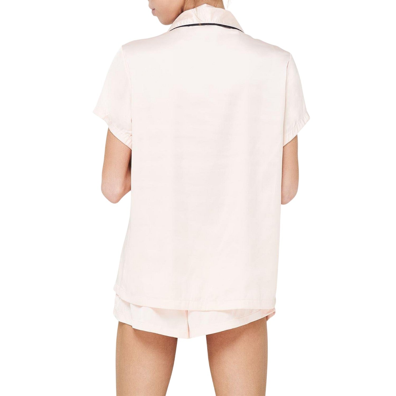 Pink - Back - Bluebella Womens-Ladies Abigail Satin Short Pyjama Set