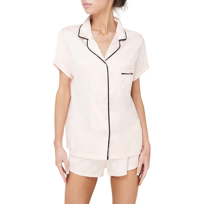 Pink - Side - Bluebella Womens-Ladies Abigail Satin Short Pyjama Set