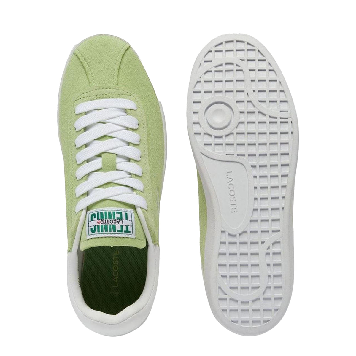 Green-White - Lifestyle - Lacoste Womens-Ladies Baseshot Suede Trainers