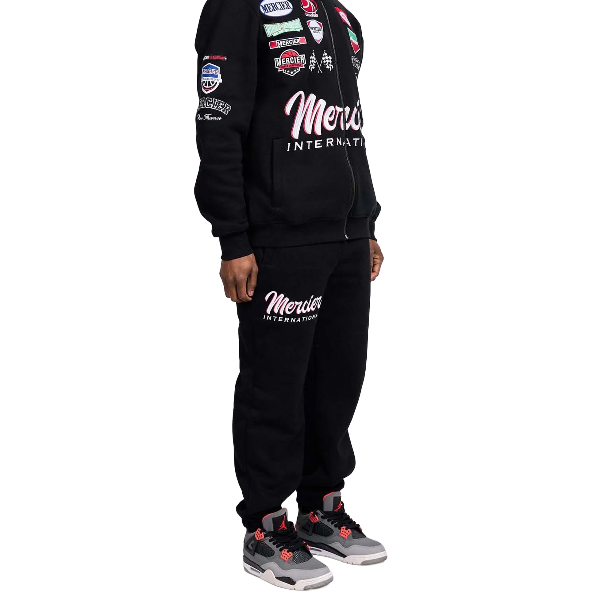 Black - Side - Mercier Mens International Jogging Bottoms