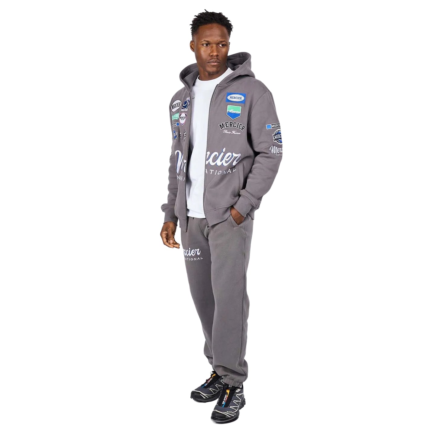 Grey - Side - Mercier Mens International Jogging Bottoms