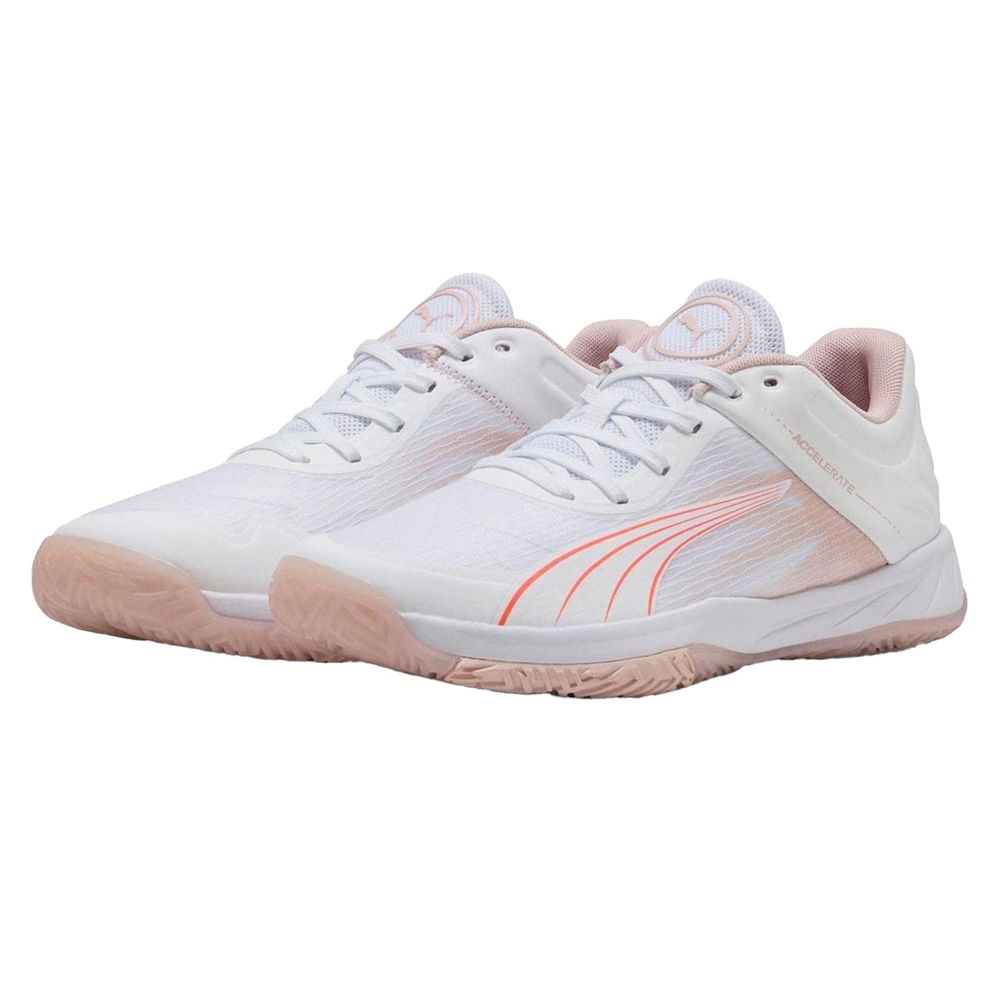 White - Side - Puma Womens-Ladies Accelerate Turbo Handball Trainers