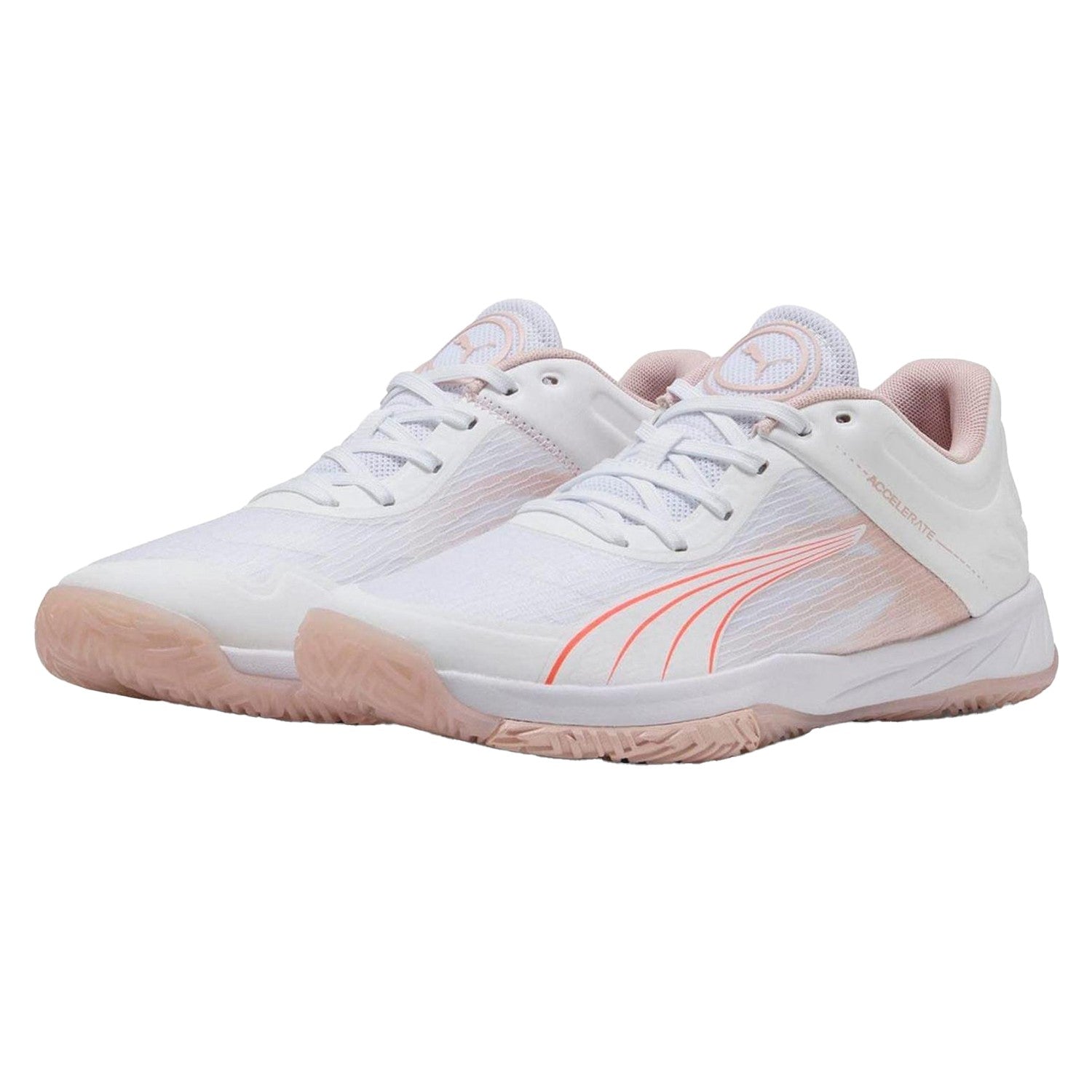 White - Side - Puma Womens-Ladies Accelerate Turbo Handball Trainers