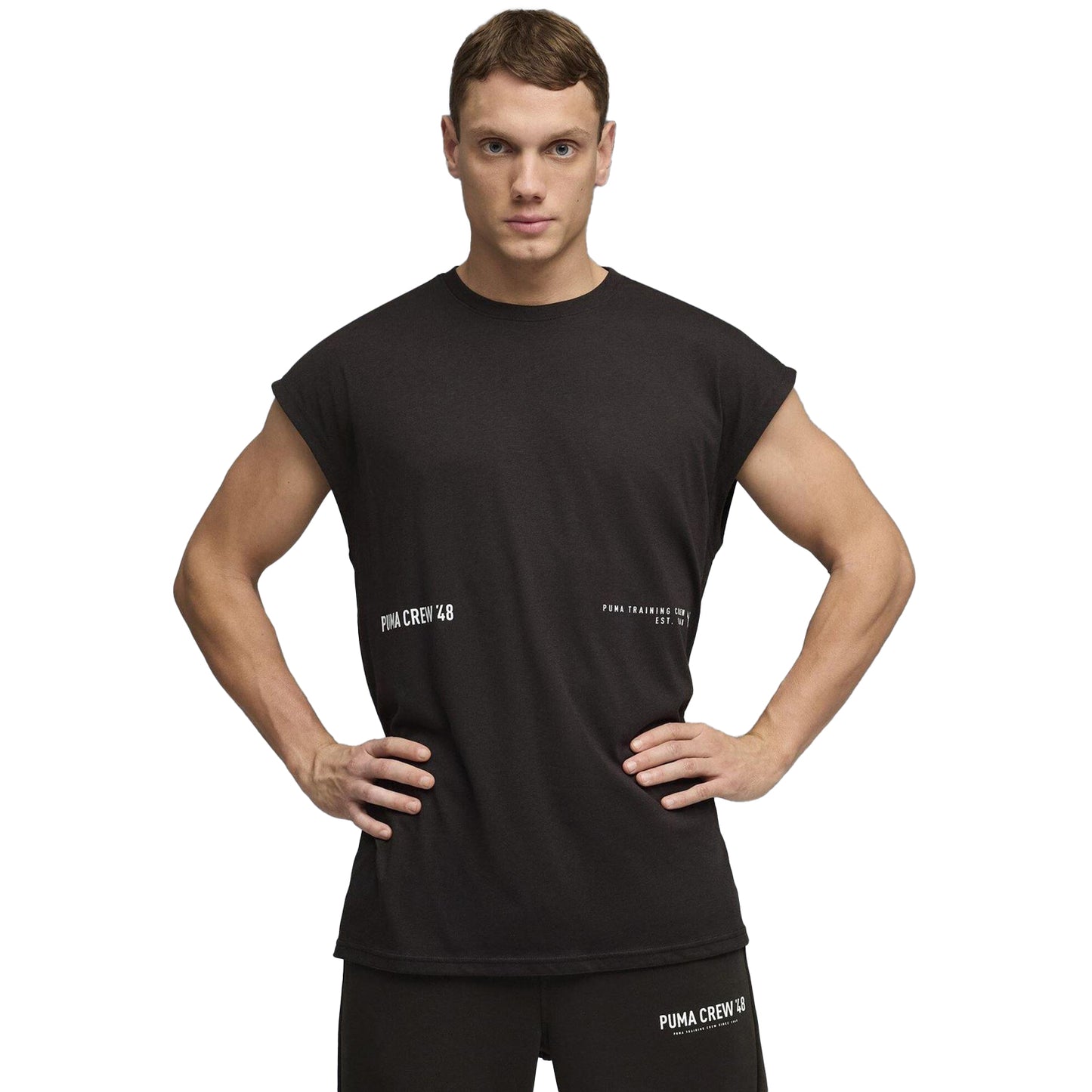 Puma Black - Side - Puma Mens Graphic Print Relaxed Fit Vest Top