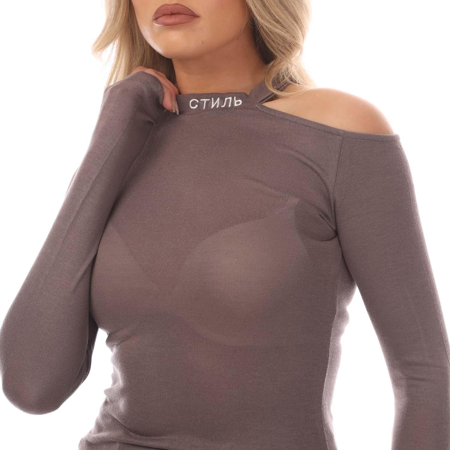 Grey-White - Lifestyle - Heron Preston Womens-Ladies CTNMB Crew Neck Cold Shoulder Sweatshirt
