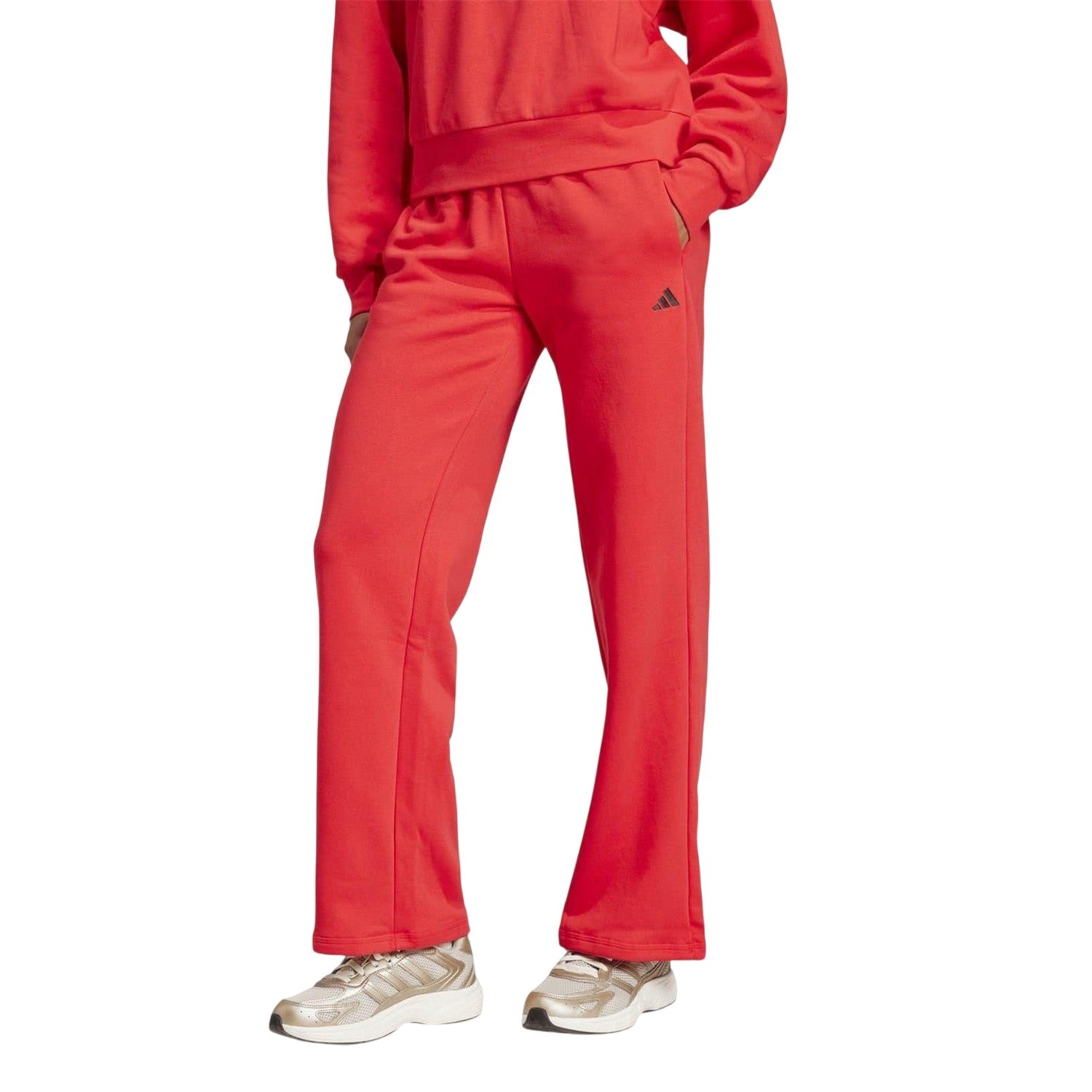 Ruby Red-Black - Back - Adidas Womens-Ladies Fleece Sweatpants