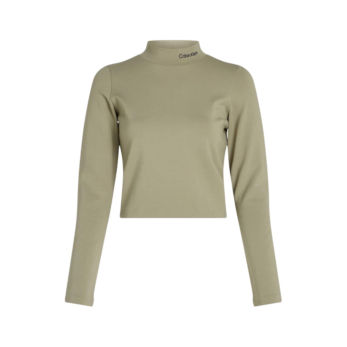 Dust - Front - Calvin Klein Womens-Ladies Milano Logo Mock Neck Crop Top
