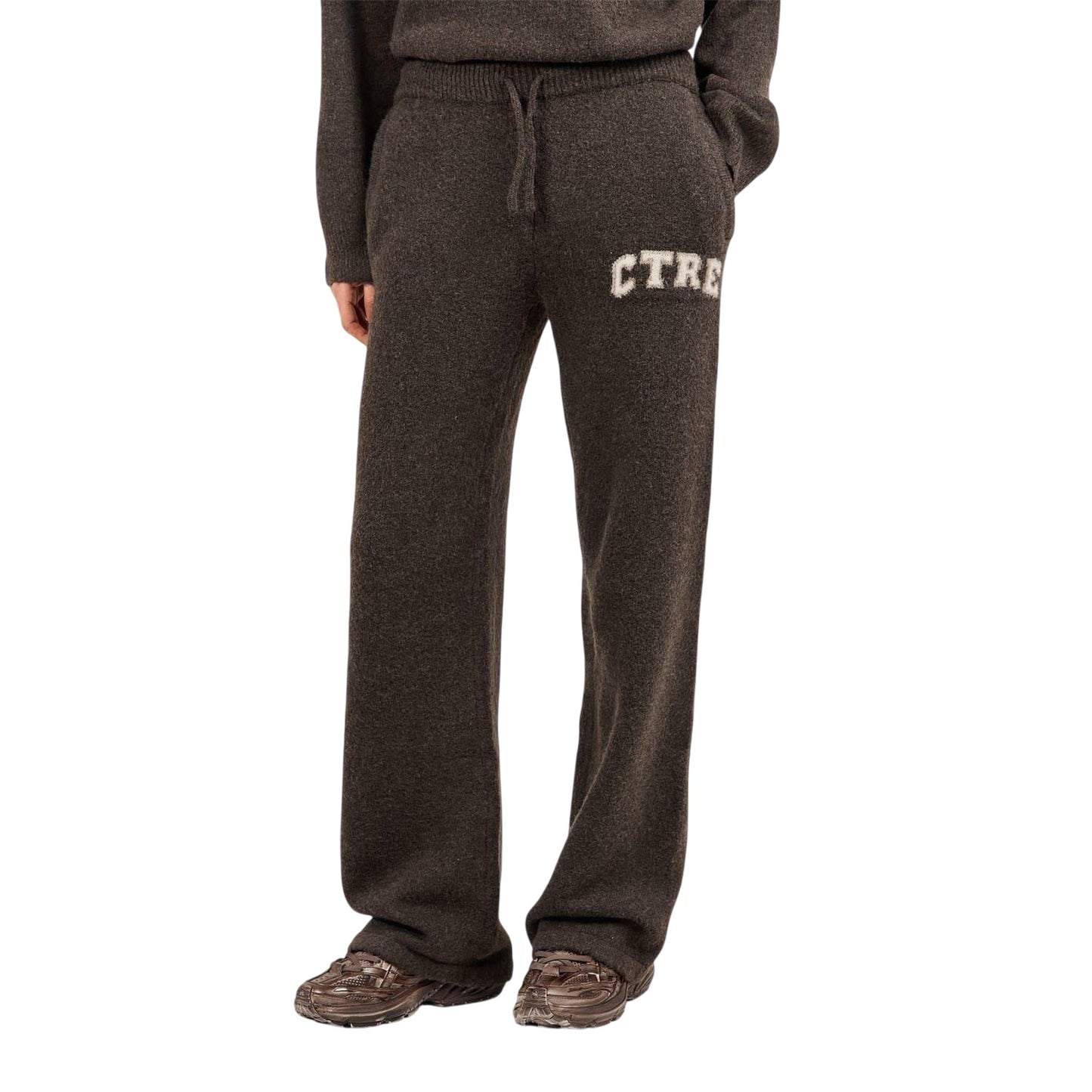 Brown - Side - Couture Womens-Ladies Fleece Wide Leg Sweatpants