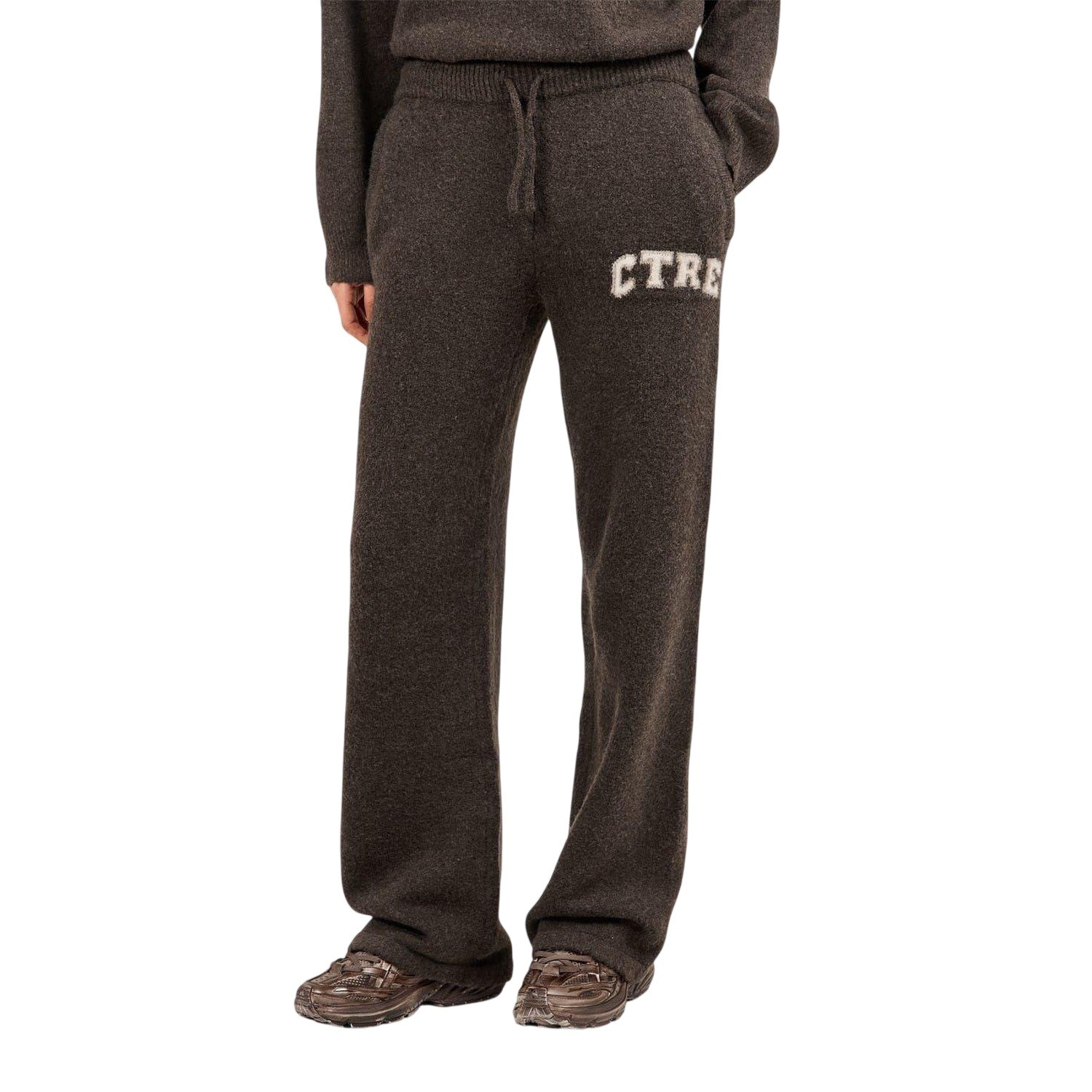 Brown - Side - Couture Womens-Ladies Fleece Wide Leg Sweatpants
