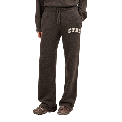 Brown - Side - Couture Womens-Ladies Fleece Wide Leg Sweatpants