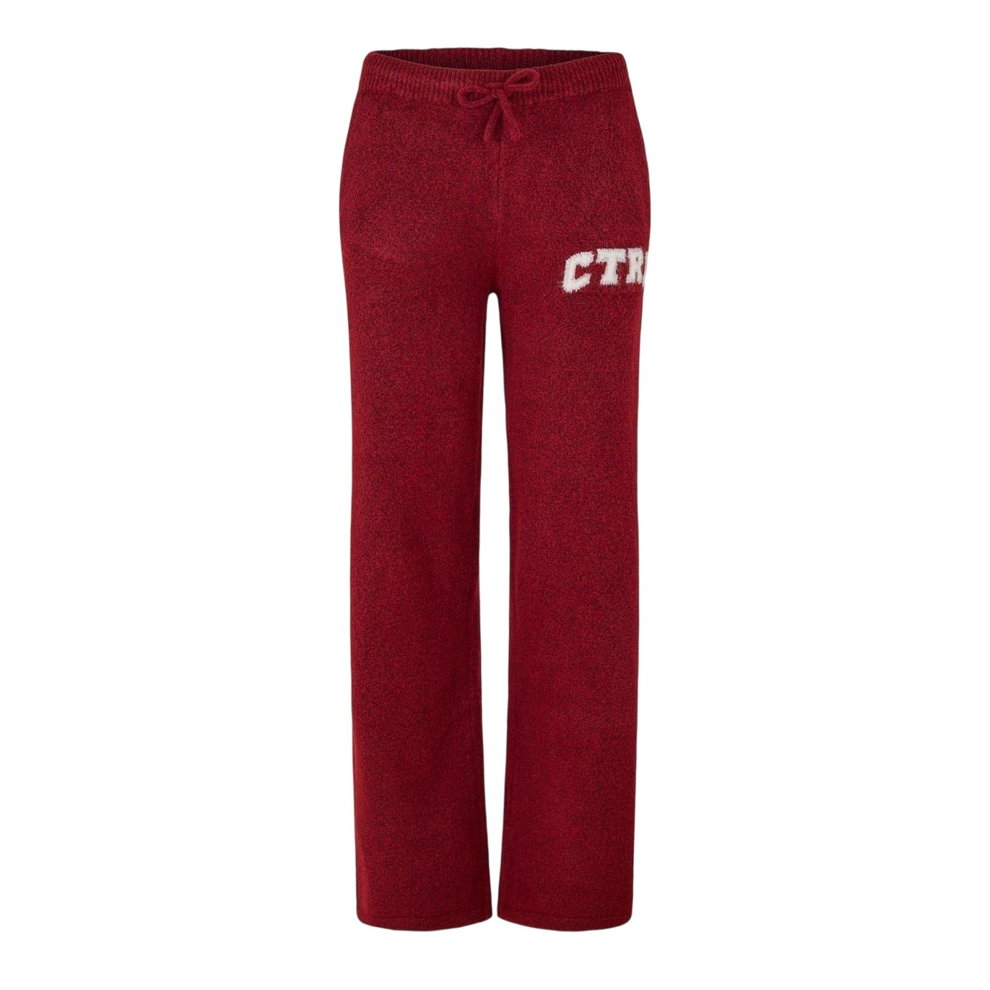 Burgundy - Front - Couture Womens-Ladies Fleece Wide Leg Sweatpants