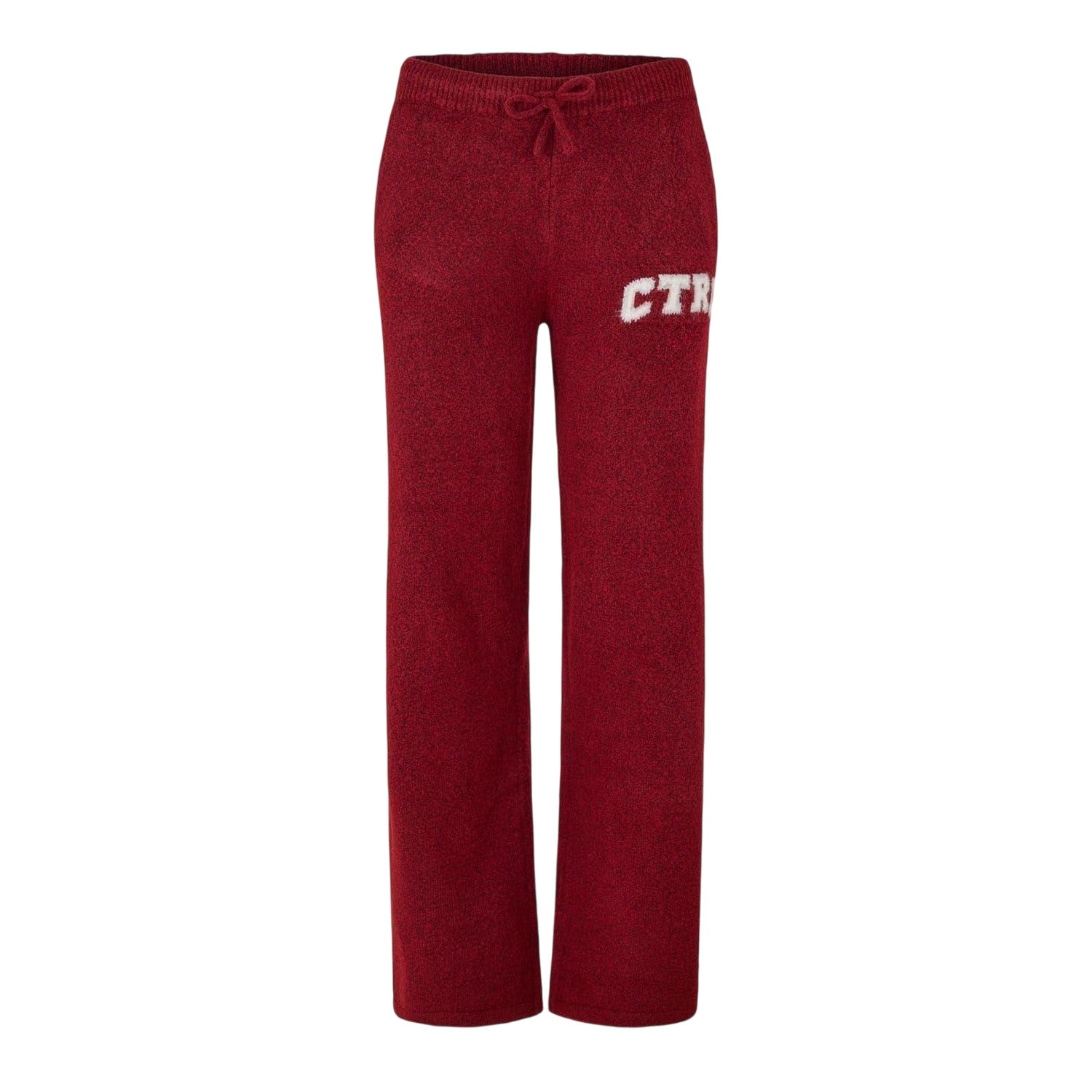 Burgundy - Front - Couture Womens-Ladies Fleece Wide Leg Sweatpants
