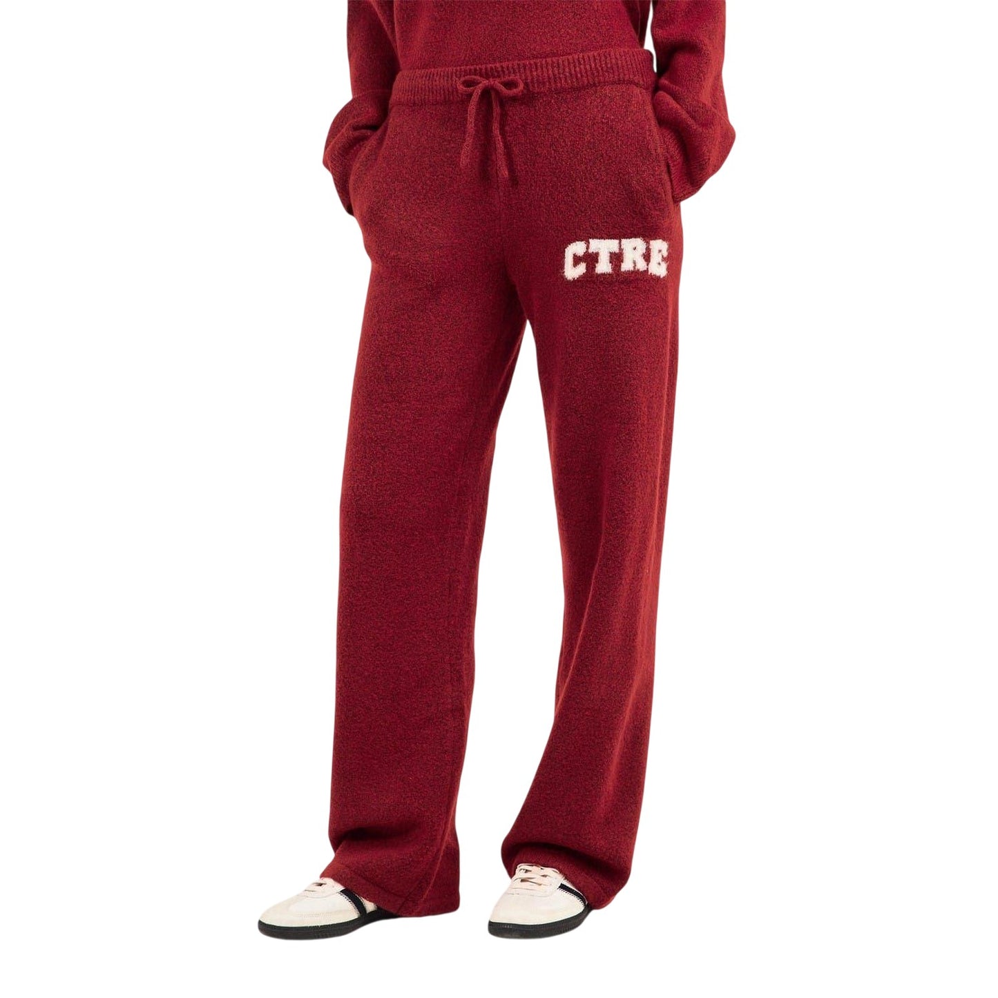 Burgundy - Side - Couture Womens-Ladies Fleece Wide Leg Sweatpants
