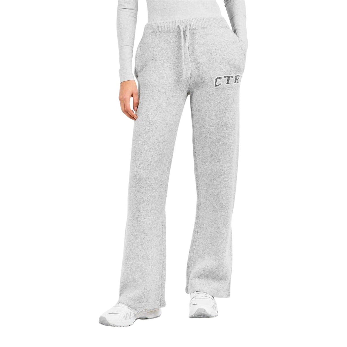 Grey - Side - Couture Womens-Ladies Fleece Wide Leg Sweatpants