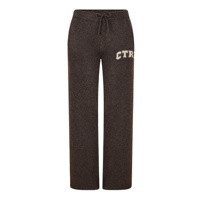 Brown - Front - Couture Womens-Ladies Fleece Wide Leg Sweatpants