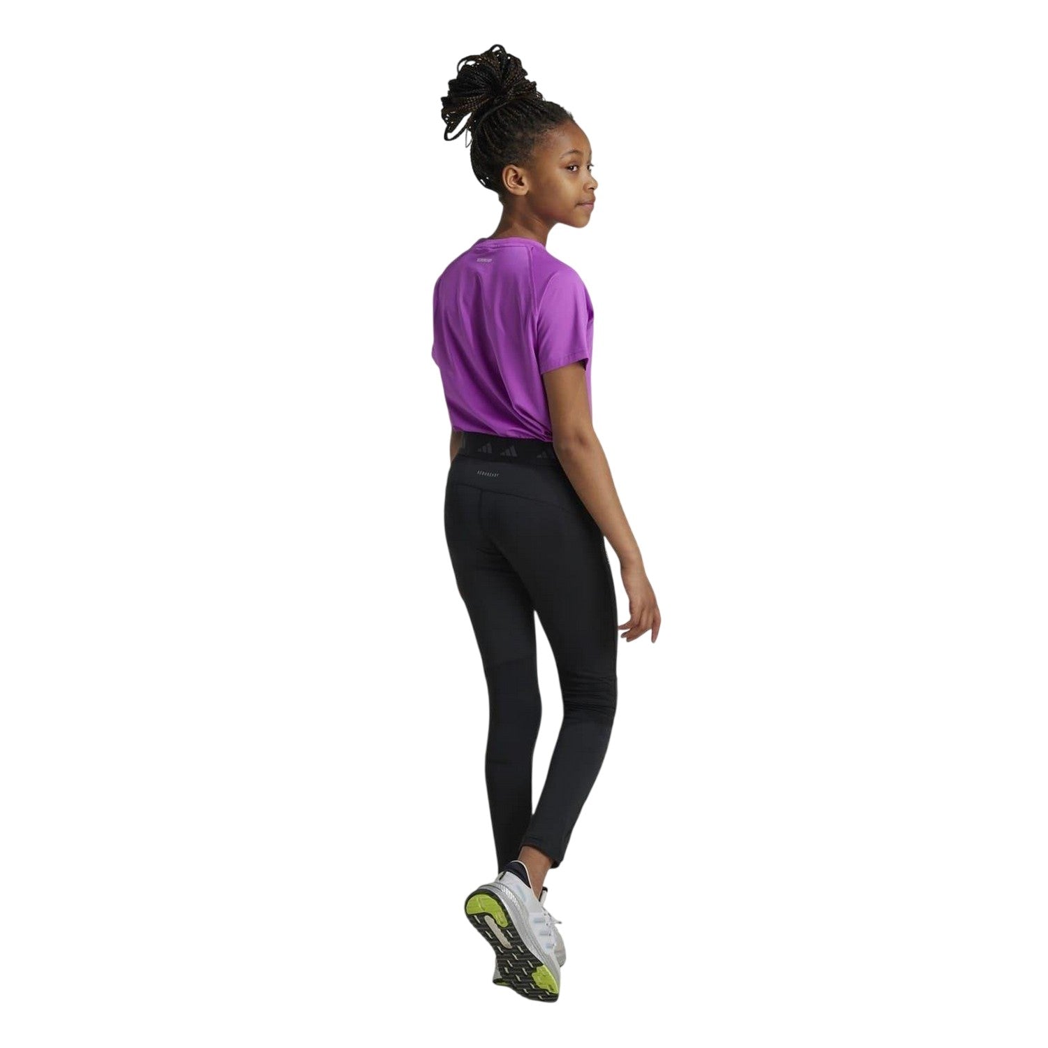 Black-White - Back - Adidas Girls Techfit Leggings