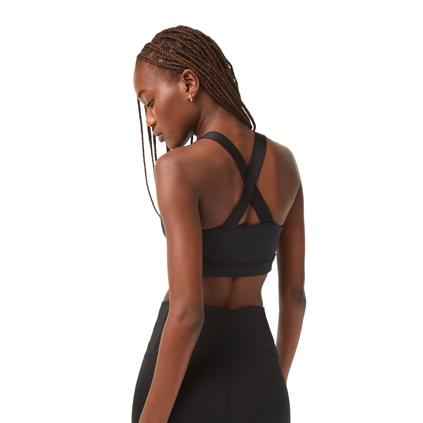 Black - Back - Lacoste Womens-Ladies Cross Strap Back Sports Bra