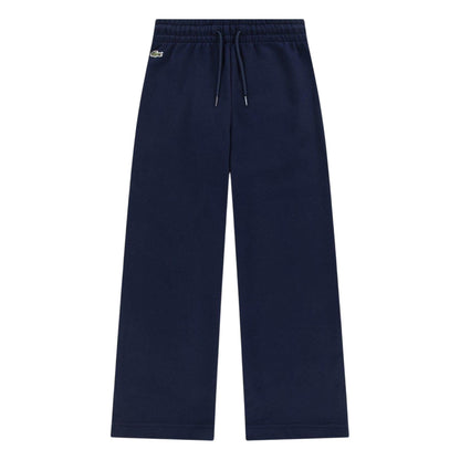 Marine Blue - Front - Lacoste Womens-Ladies Logo Wide Leg Sweatpants