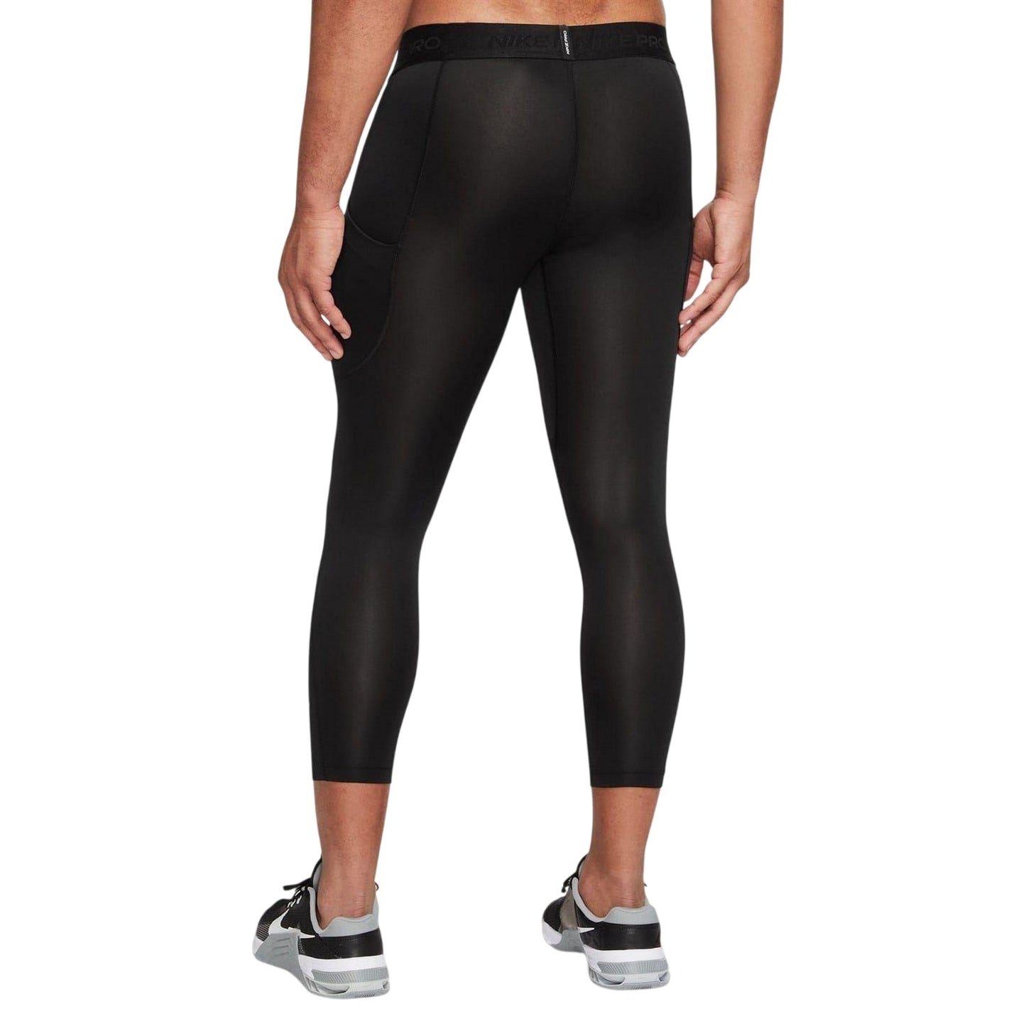 Black-White - Back - Nike Mens Pro Slim 3-4 Tights