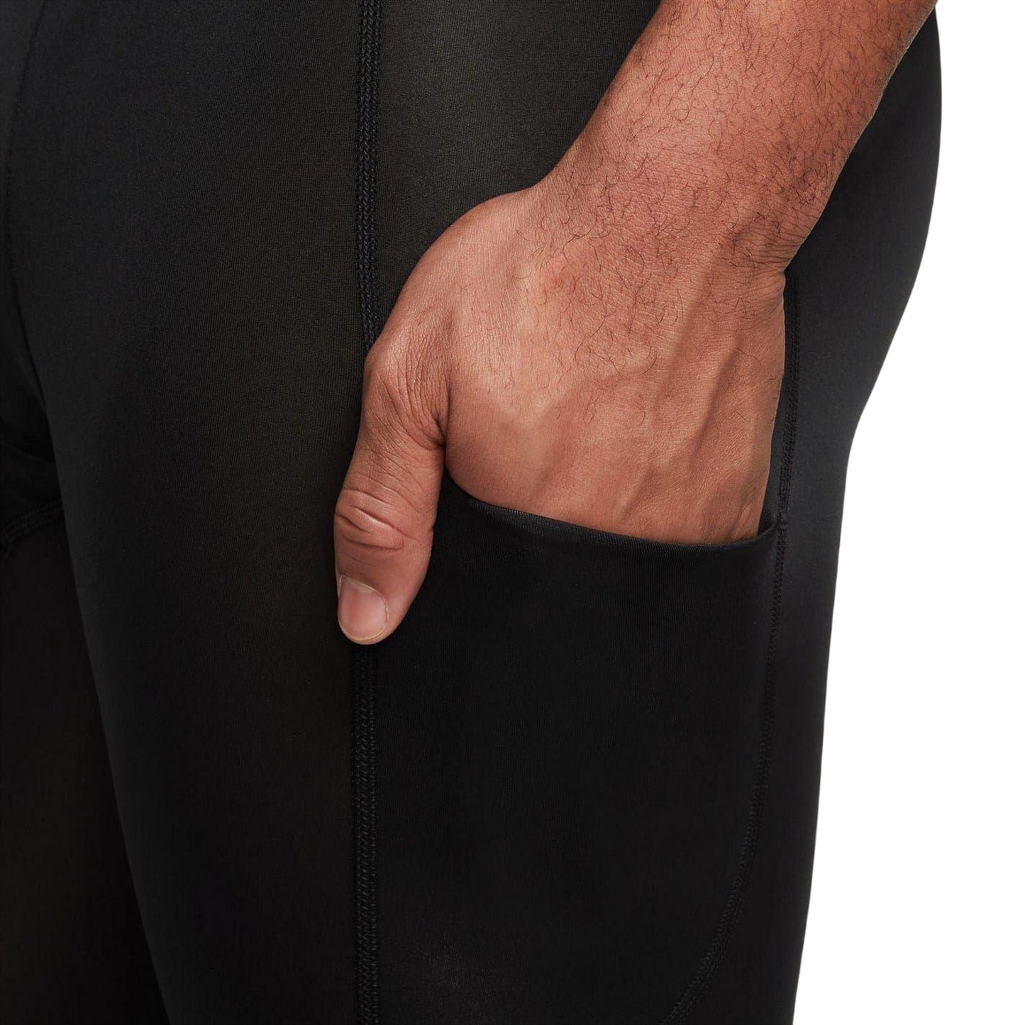 Black-White - Side - Nike Mens Pro Slim 3-4 Tights