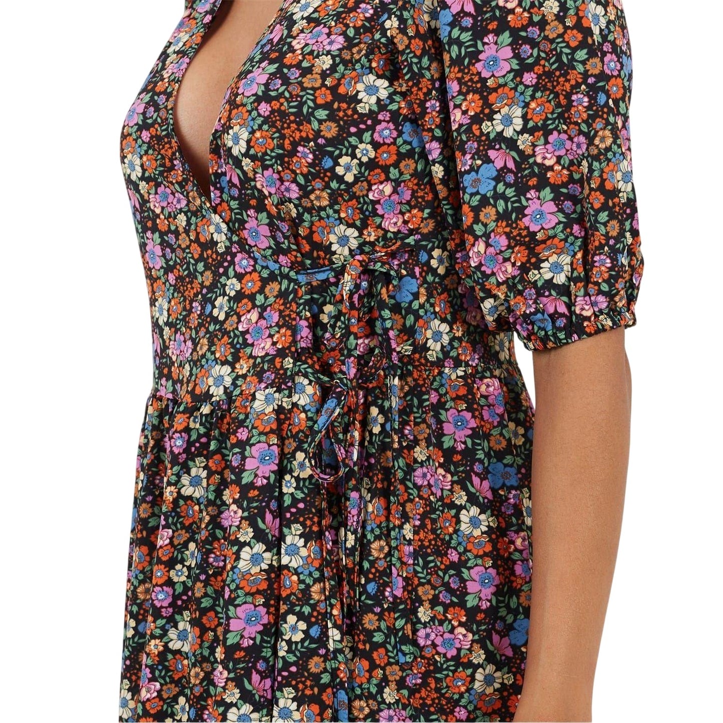Black - Side - Brave Soul Womens-Ladies Regular Wrap Dress