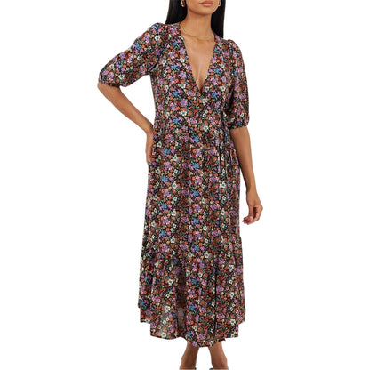 Black - Front - Brave Soul Womens-Ladies Regular Wrap Dress