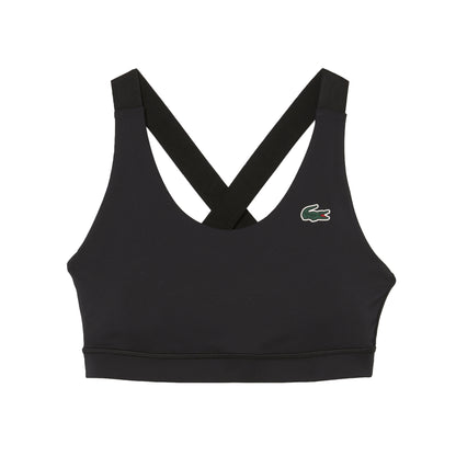 Black - Front - Lacoste Womens-Ladies Cross Strap Back Sports Bra