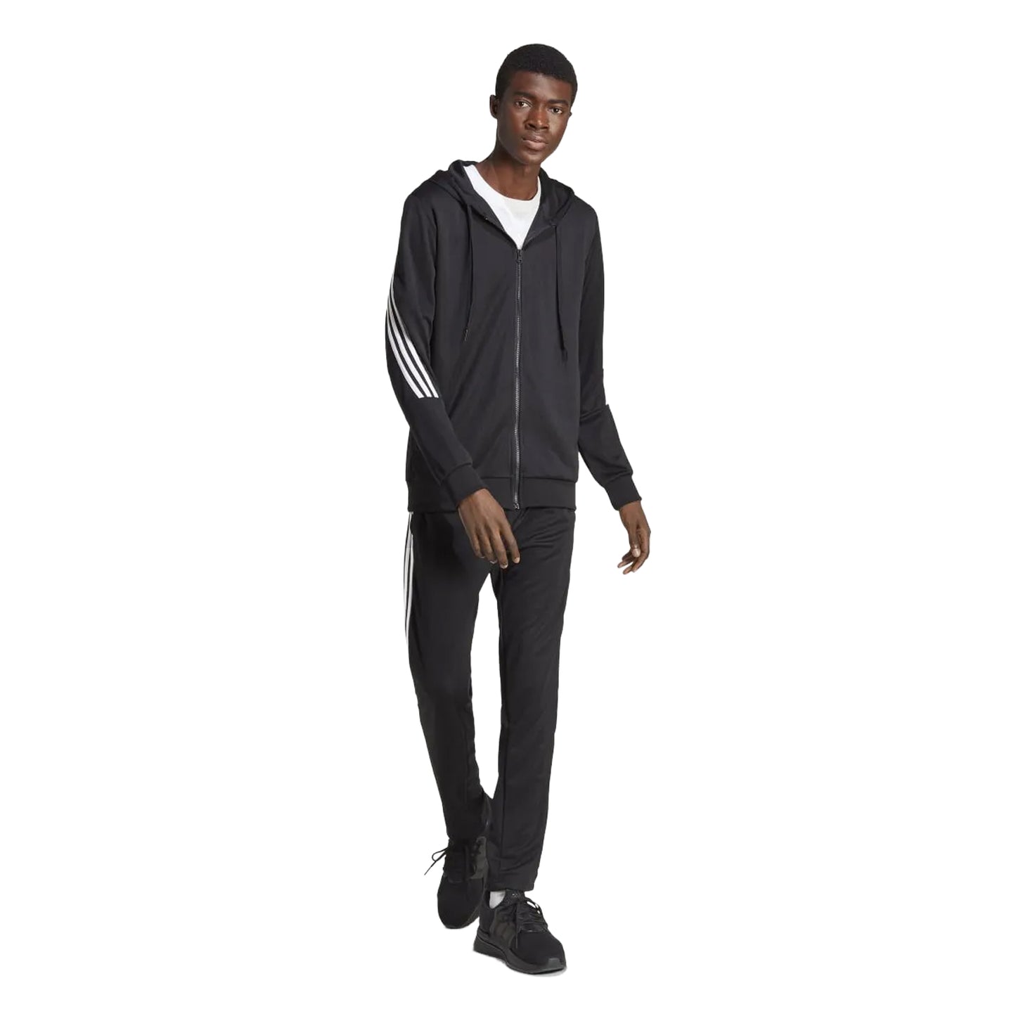 Black-White - Pack Shot - Adidas Mens Sportswear Stripe Training Tracksuit