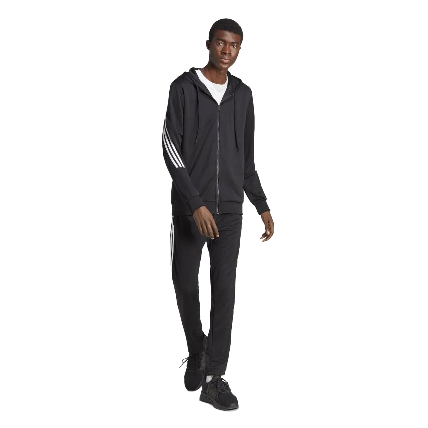 Black-White - Pack Shot - Adidas Mens Sportswear Stripe Training Tracksuit