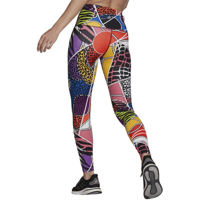 Multicoloured - Back - Adidas Womens-Ladies All-Over Print Skinny Running Tights
