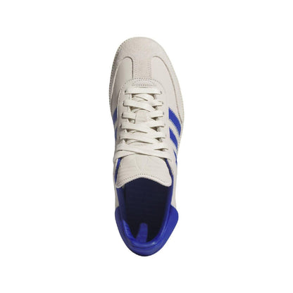 White-Blue - Side - Adidas Mens Humanrace Samba 3 Stripes Leather Trainers