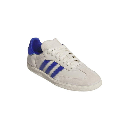 White-Blue - Pack Shot - Adidas Mens Humanrace Samba 3 Stripes Leather Trainers