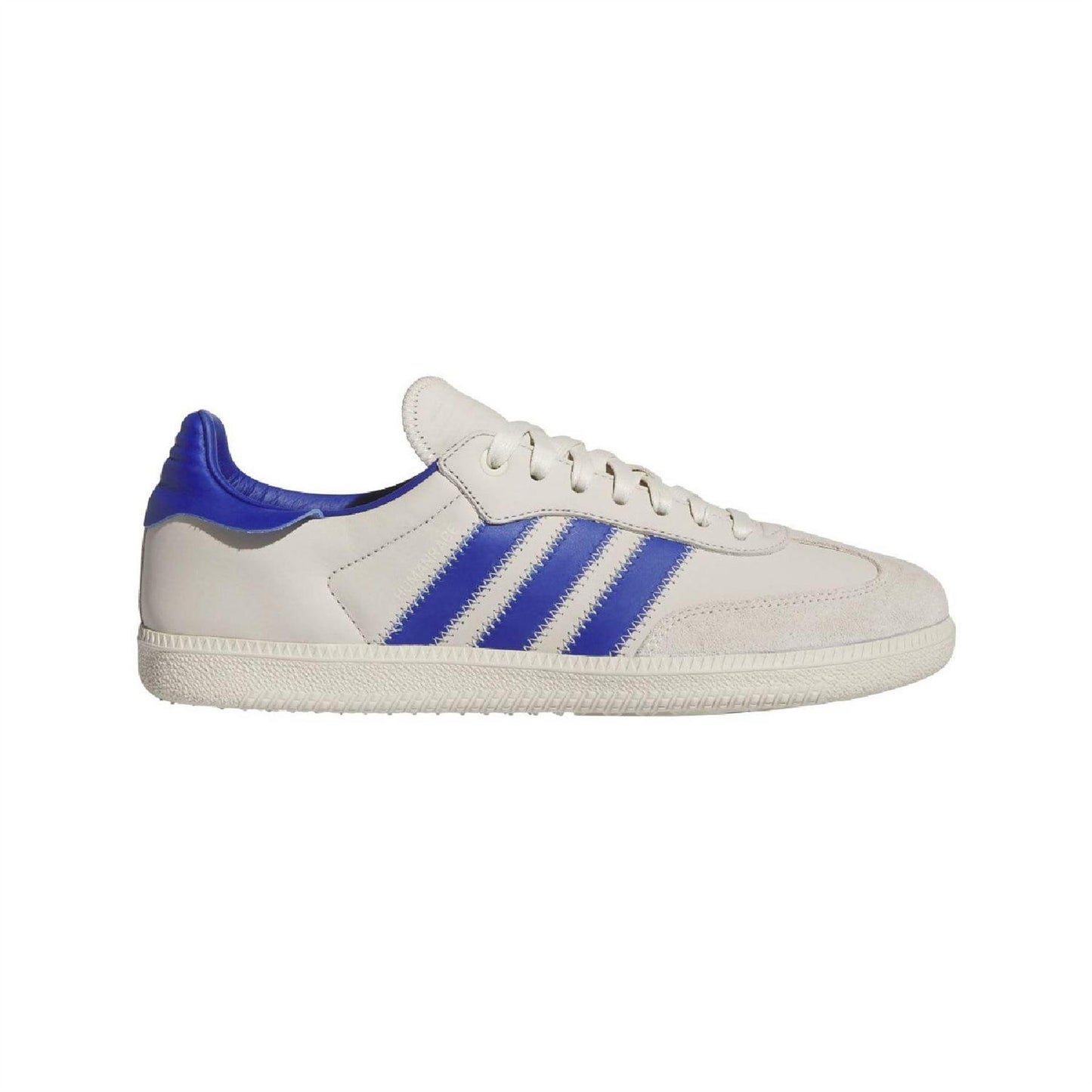 White-Blue - Front - Adidas Mens Humanrace Samba 3 Stripes Leather Trainers