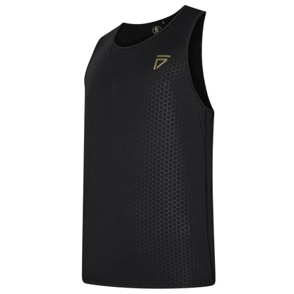 Black - Side - Gym King Mens Training Vest Top