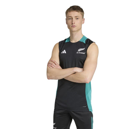 Black-Teal - Side - Adidas Mens All Blacks Vest Top
